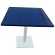Table en composite Bleu Stellar Poli avec pied central carré en acier
