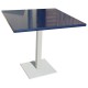 Table en composite Bleu Stellar Poli avec pied central carré en acier